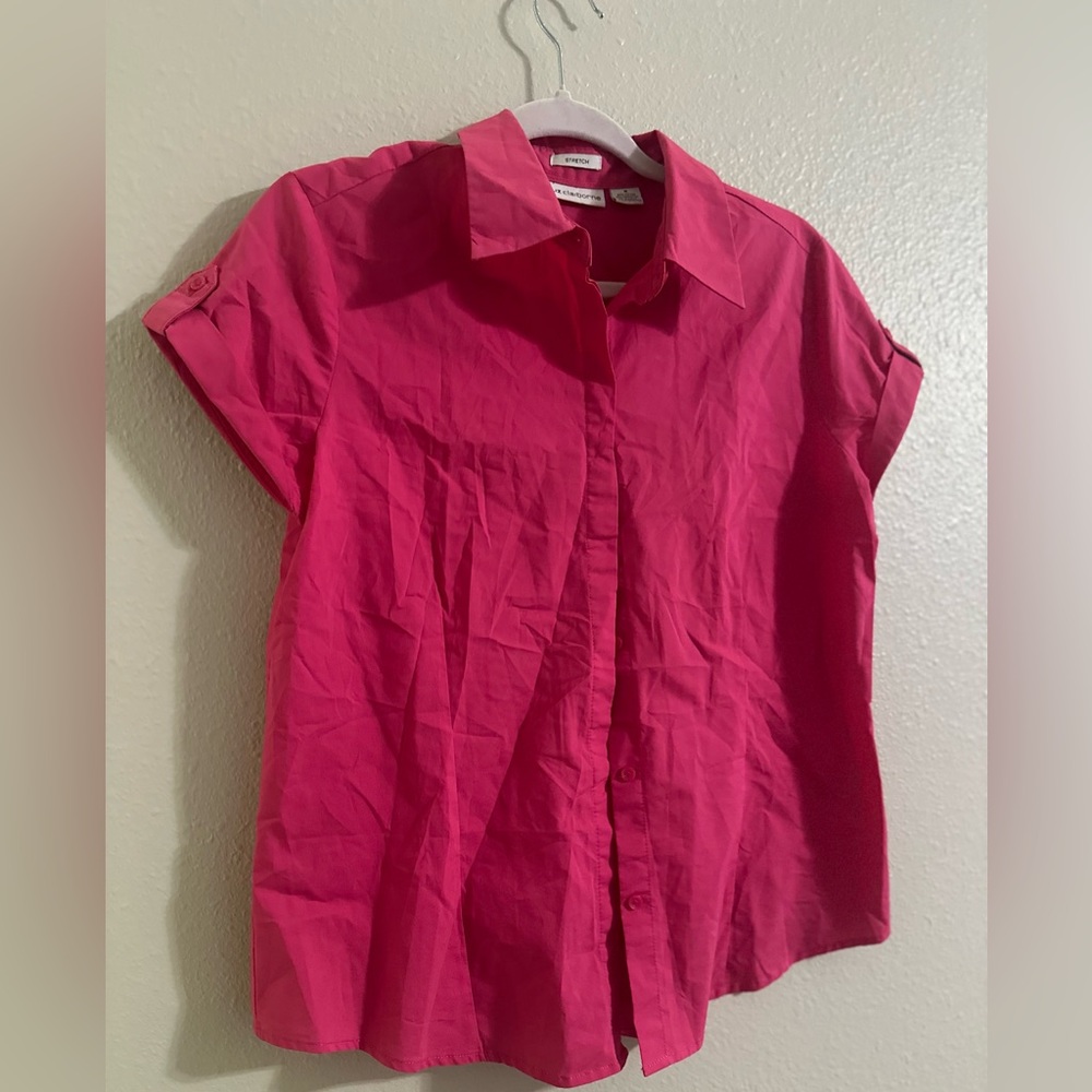 🐣Liz Claiborne Fuchsia Button-Down Shirt - Picture 6 of 10